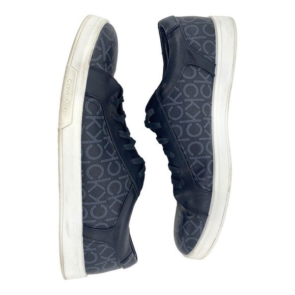 Calvin Klein Bowyer CK Monogram Smooth Mens Black Designer Sneakers Size 13 - Picture 4 of 14